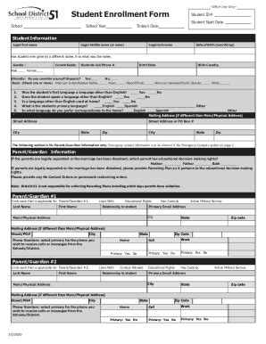 Fillable Online Fillable Online 11+ Student Enrollment Form Templates ...