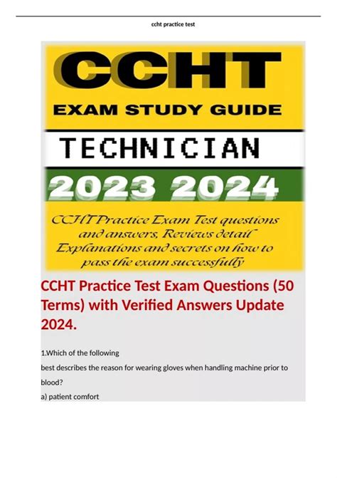 CCHT Practice Test Exam Questions (50 Terms) with Verified Answers ...