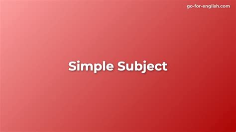 Image result for Simple Subject Examples
