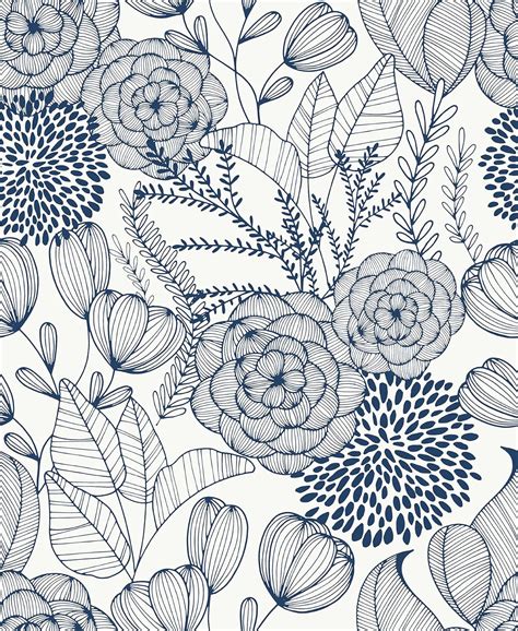 NuWallpaper NUS3830 Navy Secret Garden Peel & Stick India | Ubuy