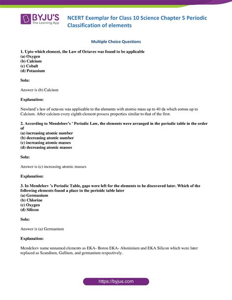 Ncert Exemplar solution class 10 Science Chapter 5 - Classification of ...