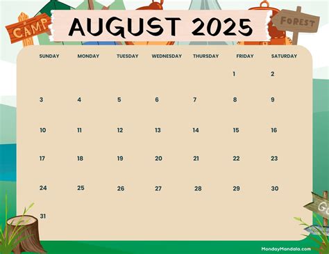 Free August 2025 Calendar With Lines