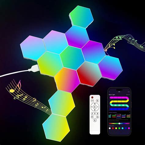 12 Pack Hexagon LED Light Panels – Smart RGB Wall Lights with APP ...