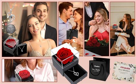 FINALIZE Rose Flower with Heart Necklace, Gift for Wife, Girlfriend ...