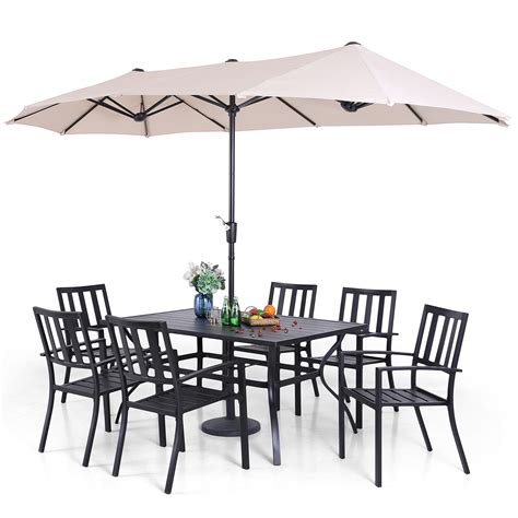 Phi Villa7 Piece Patio Dining Set With Umbrella 60 Rectangular ...