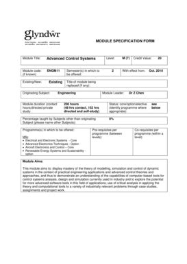 Fillable Online MODULE SPECIFICATION FORM Advanced Control Systems Fax ...