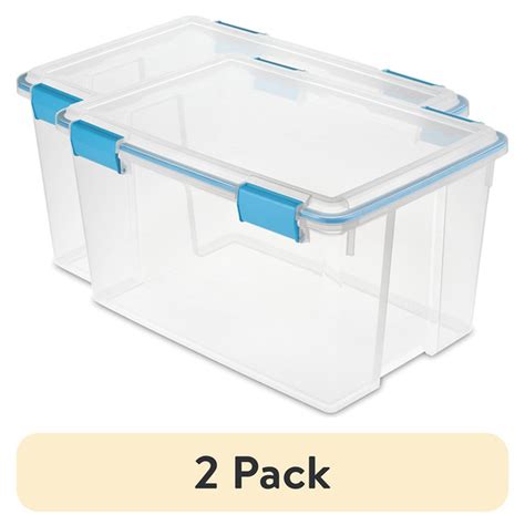 Sterilite Gasket Box With Latches & Gasket - Clear & Blue (54 qt ...