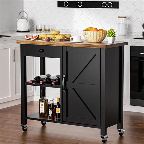 Amazon.com: Kitchen Island Carts on Wheels, Farmhouse Rolling Island ...
