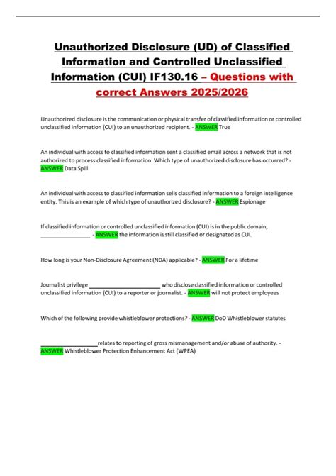 Unauthorized Disclosure (UD) of Classified Information and Controlled ...