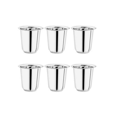 Buy EMBASSY Stainless Steel Mayuri Glass | 170 ml/Glass | Pack of 6 ...
