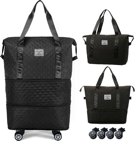 4 in1 Expandable Travel Bag with Removable Wheels Rolling Duffel Bag ...