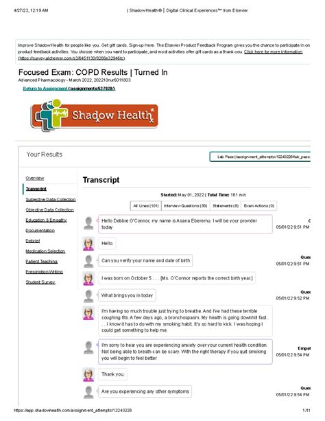 EXAM 2 - Advanced Health Assessment: EXAM 2 Nurse practitioner is ...