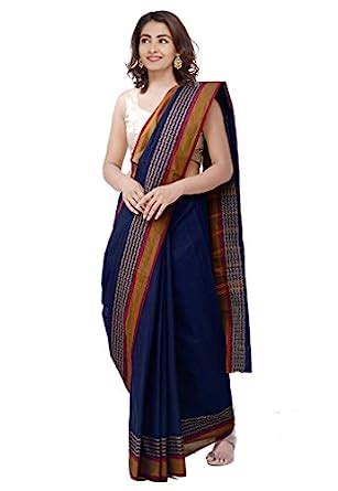 Buy Unnati Silks Women Pure Handloom Kanchi Cotton Saree without blouse ...