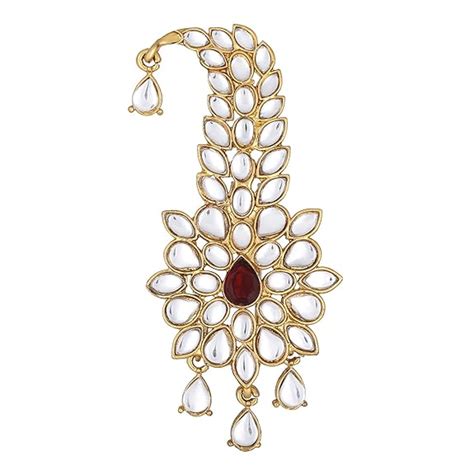 Buy Mahi Red and White Crystals Kalangi Brooch for Groom/Men ...