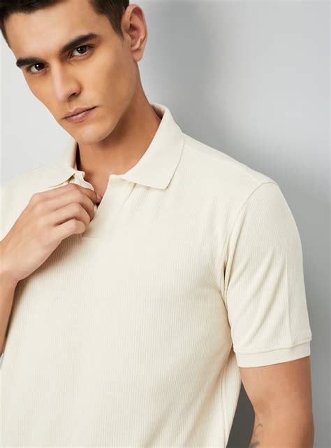 Buy Men Ribbed Johnny Collar Polo T-shirt Online at just Rs. 799.0 ...