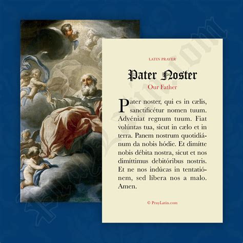 Pater Noster Latin Prayer Card - PrayLatin.com LLC