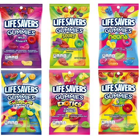Lifesavers Variety Pack Gummies, 7oz Gummy Bag (6 Pack), Wild Berries ...