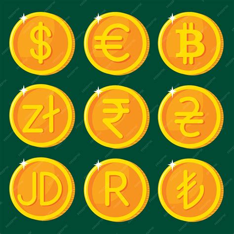 Premium Vector | Currencies set of golden signs dollar hryvnia zloty ...