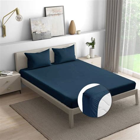 Wakefit Cotton Fitted Bedsheet | 160 TC Elastic Fitted Sheet, Queen Bed ...