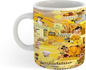 MG Brand BTS Bangtan Boys BT21 Theme Fan Art Printed Black Ceramic Tea ...