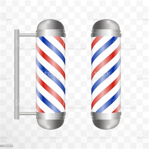Realistic Barber Pole Two Glass Barber Shop Poles With Red Blue And ...