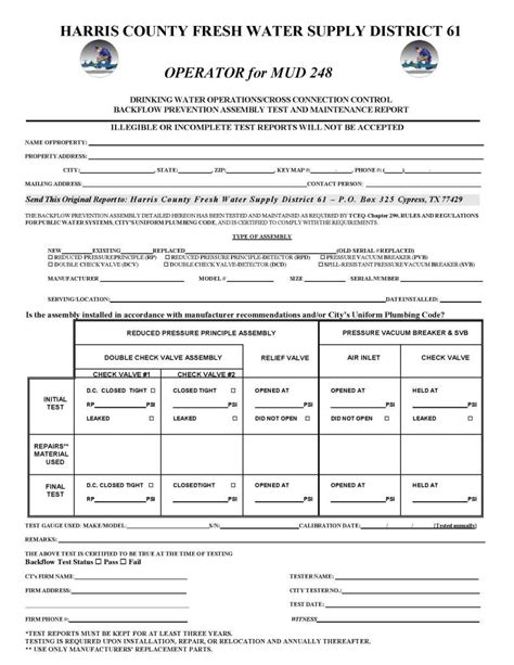Image result for Backflow Test Certificate