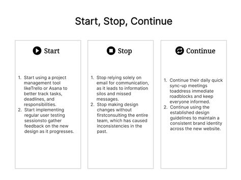 Start Stop Continue Template in PDF | Free Download