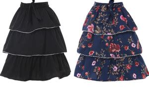 Miranga Floral Print Girls Pleated Black Skirt - Buy Miranga Floral ...