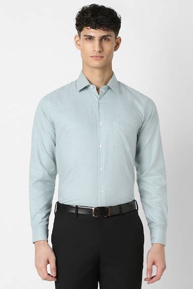 Buy Men Green Regular Fit Check Full Sleeves Formal Shirt Online ...
