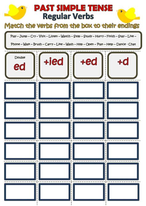 Image result for Past Tense Ed Worksheet