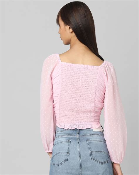 Pink Printed Cropped Top