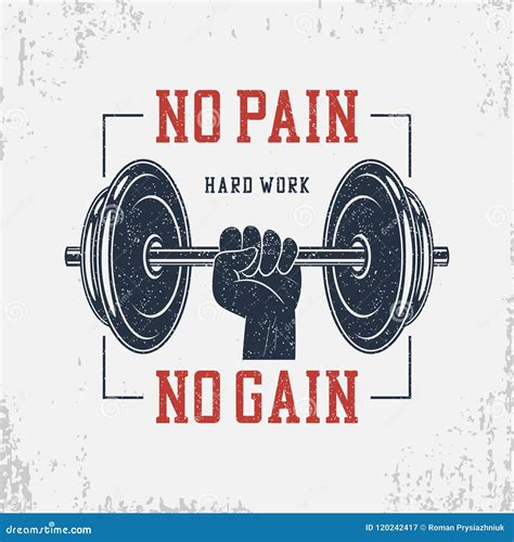 No Pain, No Gain. Typography for Bodybuilding T-shirt with Dumbbell and ...