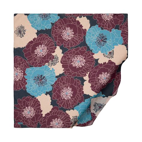 Burgundy Hydrangea Print Cotton Scarf | Ipekevi