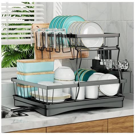 7 code Large Dish Drying Rack, 2-Tier Dish Racks for Kitchen Counter ...