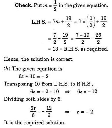 Solve the following equations : (a) 2y + 5/2 = 37/2 - CBSE Class 7 ...