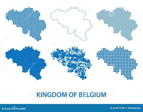 Map of Kingdom of Belgium - Vector Set of Silhouettes in Different Patterns Stock Vector ...