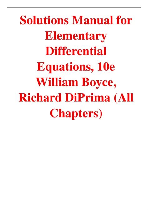 Solutions Manual for Elementary Differential Equations, 10th Edition By ...