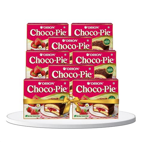 ORION Strawberry Choco Pie - 8 x 12 Piece Pack (96 pies)| Centre-Filled ...
