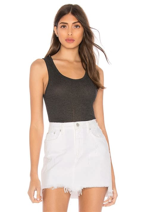 James Perse Tubular Rib Tank in Heather Black | REVOLVE