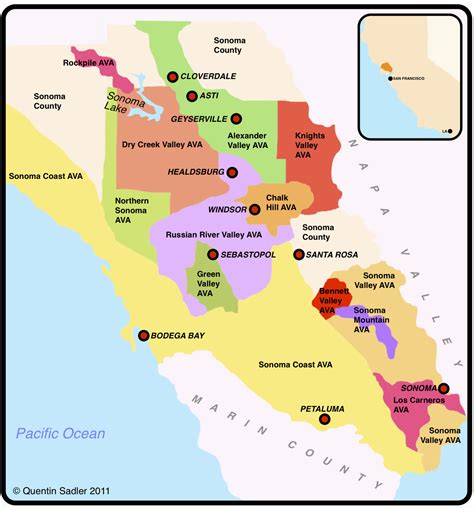California Wine Areas Map Sonoma Wine Country: Birthplace Of