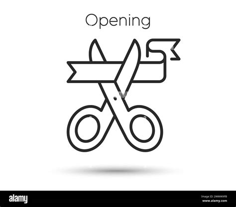 Open ceremony line icon. Cut ribbon sign. Grand opening scissors symbol ...