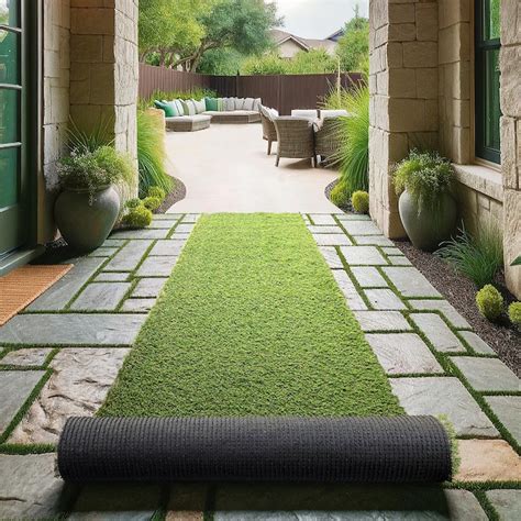Ottomanson Artificial grass 3x53 Realistic Fake Grass Turf Rug For ...