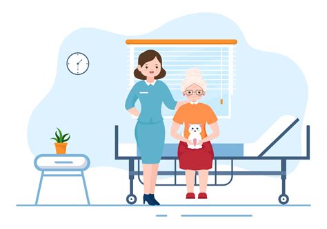 servicios de cuidado de ancianos dibujados a mano ilustración plana de dibujos animados con ...