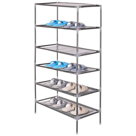 6-Tier Shoe Rack organizer 18 Pairs Grey Easy to Assemble No Tools ...