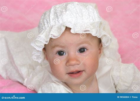 Baby Girl in Christening Dress Stock Photo - Image of smile, blanket ...