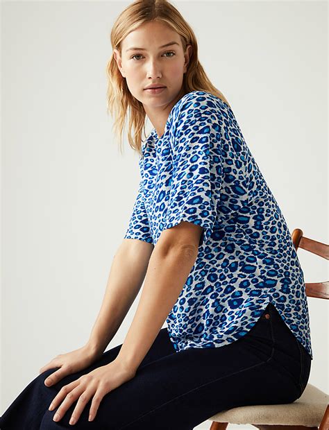 Buy Printed Short Sleeve Top at Marks & Spencer