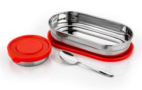 Buy Truplex Small Oval Stainless Steel Lunch Box | Compact Airtight ...