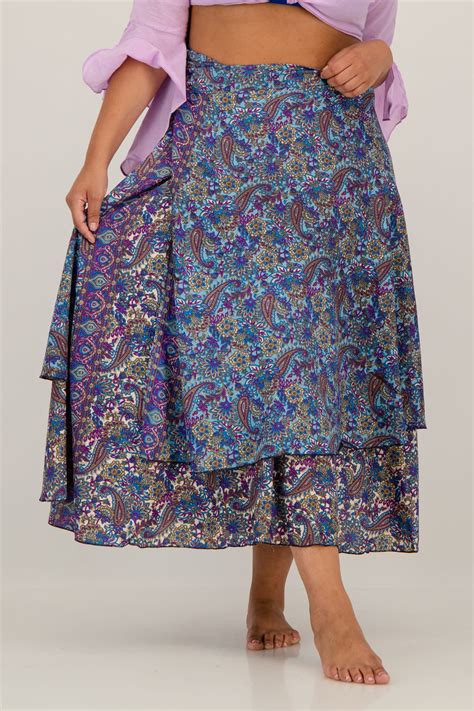 SKA Gypsy 2 Layers Viscose Long Flare Wrap Around Skirts. - SKA Clothing