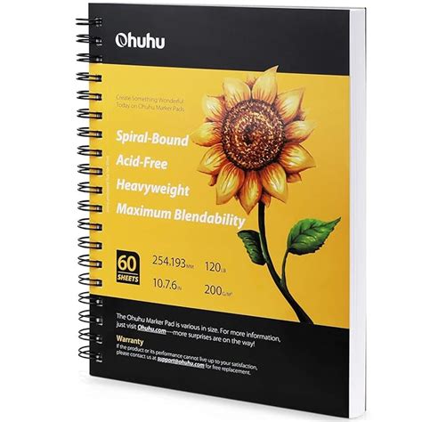 Art Sketchbook, Ohuhu 7.6" ×10" Marker Pads, 120LB/200GSM Heavy Smooth ...