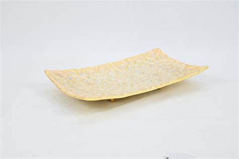 Aluminium Curve Shaped Rectangle Platter with Embossed Floral Decaling ...